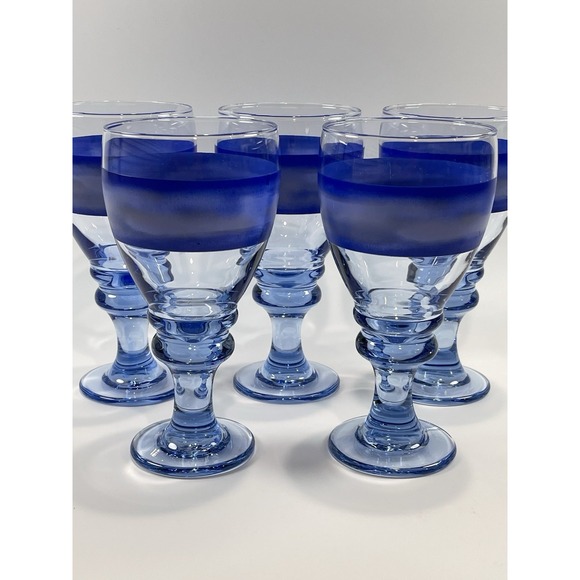 Libbey Other - Vintage‎ Libbey Nova Blue Water Goblets  Set Of 5   7.5" Tall ~Discontinued~